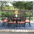 Three Posts™ Caseyville 10-Piece Patio Dining Set w/ Cushions & 64" Square Dining Table & Lazy Susan Metal in Brown | Wayfair ARGD3289 43077998