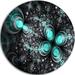 Design Art 'Glittering Dark Green Fractal Flower' Graphic Art Print on Metal in Black/Blue | 36 H x 36 W x 1 D in | Wayfair MT11891-C23