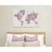 Bungalow Rose Mapamundi Roses - Wrapped Canvas Graphic Art Print Canvas, Wood in Gray/Pink | 20 H x 30 W x 1.5 D in | Wayfair BNGL7086 32999228