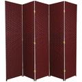 Bay Isle Home™ Asuka 87.5" W x 71" H 5- Panel Folding Room Divider Wood in Red/Black/Brown | 71 H x 87.5 W x 0.75 D in | Wayfair BLMT6784 42453448