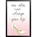 Buy Art For Less 'One Shoe Can Change Your Life Quote & Sparkly Heel Poster' by Claudia Schöen Framed Graphic Art Paper in Black/Pink/White | Wayfair