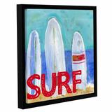 Breakwater Bay 'Nautical Surfboards Surf' Framed Painting Print on Wrapped Canvas in Blue/Red/White | 10 H x 10 W x 2 D in | Wayfair