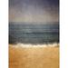 Buy Art For Less 'Textured Beach w/ Waves Photograph' by Michelle Calkins Graphic Art on Wrapped Canvas in Blue/Yellow | Wayfair