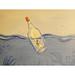 Buy Art For Less 'Message in a Bottle' by Ed Capeau Graphic Art on Wrapped Canvas in Blue/Yellow | 18 H x 24 W x 1.5 D in | Wayfair