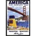 Buy Art For Less 'America Matson Line' Framed Graphic Art Paper in White | 36 H x 24 W x 1 D in | Wayfair IF 36145 24x36 1.25 Black