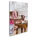 Charlton Home® 'Coffee Shop 2' Print on Wrapped Canvas Metal in Brown/Gray/Pink | 32 H x 22 W x 2 D in | Wayfair CHRL3737 39249417