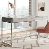 Wade Logan® Ariquer Solid Wood Writing Desk Wood/Metal in Gray | 30 H x 59 W x 24 D in | Wayfair ECA223128D904D568A38C998C9F4E7A5