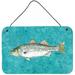 Caroline's Treasures Striped Bass Fish by Sylvia Corban Painting Print Plaque Metal in Blue/Green | 8 H x 12 W x 0.02 D in | Wayfair 8720DS812