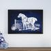 Darby Home Co 'Equine Sketch VII' Rectangle Wood Framed Oil Painting Print on Wrapped Canvas in Blue/White | 27 H x 39 W x 2 D in | Wayfair