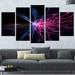 Design Art 'Blue Fractal Light Art in Dark' 5 Piece Graphic Art on Wrapped Canvas Set Canvas, Cotton in Blue/Indigo | 32 H x 60 W x 1 D in | Wayfair