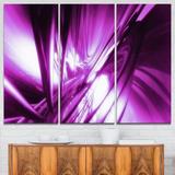 Design Art 3D Abstract Art Purple Fractal - 3 Piece Graphic Art on Wrapped Canvas Set Canvas in Indigo | 28 H x 36 W x 1 D in | Wayfair PT8560-3P