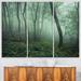 Design Art Trail Through Dark Foggy Forest - 3 Piece Graphic Art on Wrapped Canvas Set Canvas in Green | 28 H x 36 W x 1 D in | Wayfair PT8444-3P