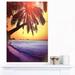 Design Art 'Beach w/ Silhouettes of Palms' 3 Piece Photographic Print on Wrapped Canvas Set Canvas in Indigo | 36 H x 28 W x 1 D in | Wayfair