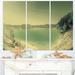 Design Art Blurred Sea w/ Mountain Views - 3 Piece Graphic Art on Wrapped Canvas Set Canvas in Blue | 28 H x 36 W x 1 D in | Wayfair PT11463-3P