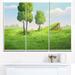 Design Art Garden w/ Mound & Trees - 3 Piece Graphic Art on Wrapped Canvas Set Canvas in Green | 28 H x 36 W x 1 D in | Wayfair PT11409-3P