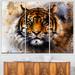 Design Art Tiger Collage w/ Rust Design - 3 Piece Graphic Art on Wrapped Canvas Set Canvas in Brown | 28 H x 36 W x 1 D in | Wayfair PT7189-3P