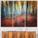 Design Art Red & Yellow Autumn Forest - 3 Piece Graphic Art on Wrapped Canvas Set Canvas in Gray/Green/Red | 28 H x 36 W x 1 D in | Wayfair