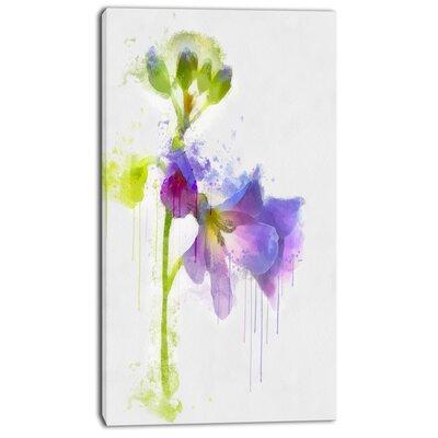 Design Art ' Hand-drawn Eustoma Watercolor' Painting Print on Wrapped Canvas Metal in Blue | 32 H x 16 W x 1 D in | Wayfair PT14025-16-32