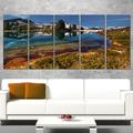 Design Art 'Curving Mountain Lake Shore' 5 Piece Photographic Print on Wrapped Canvas Set Canvas in Green | 28 H x 60 W x 1 D in | Wayfair