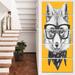 Design Art 'Funny Fox w/ Formal Glasses' 5 Piece Graphic Art on Wrapped Canvas Set Canvas in Green/White/Yellow | 60 H x 28 W x 1 D in | Wayfair