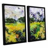 Darby Home Co Salisbury 2 Piece Framed Painting Print on Canvas Set Canvas in Blue/Green/Yellow | 24 H x 32 W x 2 D in | Wayfair DRBC2944 31558979