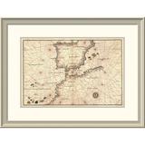 East Urban Home 'Portolan or Navigational Map of the Spain, Gibraltar & North Africa' Framed Print Metal | 32 H x 44 W x 1.5 D in | Wayfair