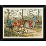 East Urban Home 'Sportsmen within an Enclosure 1817' Framed Oil Painting Print Paper in Brown/Green | 9 H x 12 W x 1 D in | Wayfair