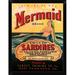 East Urban Home 'Mermaid Brand Smoked Sardines' Framed Graphic Art Print Paper in Black/Green/Yellow | 16 H x 12 W x 1 D in | Wayfair