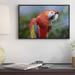 East Urban Home 'Scarlet Macaw Eating, Costa Rica ' Framed Photographic Print on Canvas in Green/Red | 12 H x 18 W x 1.5 D in | Wayfair