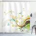 Ebern Designs Trista Abstract Modern Flowers Ivy Leaves Buds Blossoms Wavy Lines Print Single Shower Curtain Polyester | 84 H x 69 W in | Wayfair