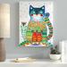 Ebern Designs 'Rain Cat' Print on Wrapped Canvas in White/Black | 47 H x 35 W x 2 D in | Wayfair EBND8215 41270627
