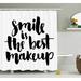 Ebern Designs Tammie Lifestyle Smile Is The Best Makeup Inspirational Quote Handwritten Daily Motivations Design Single Shower Curtain | Wayfair