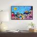 East Urban Home 'Coral Colony & Coral Fishes' Framed Graphic Art Print on Wrapped Canvas Metal in Blue/Pink | 32 H x 42 W x 1.5 D in | Wayfair