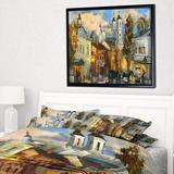 East Urban Home 'Old City' Framed Oil Painting Print on Wrapped Canvas Metal in Brown/Gray | 16 H x 32 W x 1 D in | Wayfair ERNH3273 46697629