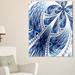 Design Art Symmetrical Large Dark Blue Fractal Flower Graphic Art on Wrapped Canvas Metal in Black/White | 40 H x 20 W x 1 D in | Wayfair