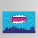 East Urban Home Comic Book Skyline Series: Miami Graphic Art on Wrapped Canvas in Blue/Indigo/Pink | 8 H x 12 W x 0.75 D in | Wayfair