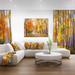 Design Art 'Full of Fallen Leaves Landscape' Oil Painting Print on Wrapped Canvas Metal in Green/Orange/Yellow | 30 H x 40 W in | Wayfair