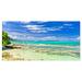 Design Art Tranquil Seychelles Tropical Beach Photographic Print on Wrapped Canvas Metal in Blue/Green | 16 H x 32 W x 1 D in | Wayfair