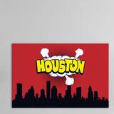 East Urban Home Comic Book Skyline Series: Houston Graphic Art on Wrapped Canvas in Black/Red/Yellow | 12 H x 18 W x 1.5 D in | Wayfair