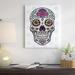 East Urban Home Sugar Skull III on Gray by Janelle Penner - Wrapped Canvas Graphic Art Print on Canvas in Black/Blue/Pink | Wayfair