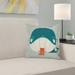 East Urban Home Cat Kitten Eating Huge Fish Square Pillow Cover Polyester | 18 H x 18 W x 2 D in | Wayfair ESUN8782 44268448