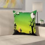 East Urban Home Halloween Decor Dancing Witch Square Pillow Cover Polyester | 24 H x 24 W x 2 D in | Wayfair ETHE1725 44279792