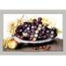 Buyenlarge A Dish of Grapes & Peaches by Giovanna Garzoni Framed Painting Print in Brown/Indigo/Yellow | 24 H x 36 W x 1.5 D in | Wayfair