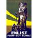 Buyenlarge 'Your Country Calls Enlist Plow Buy Bonds' by Frank Unknown Vintage Advertisement in Brown/Indigo | 36 H x 24 W x 1.5 D in | Wayfair