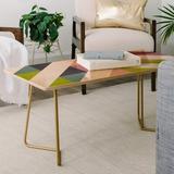 East Urban Home Patchwork Spring Coffee Table Wood/Metal in Brown/White/Yellow | 19 H x 38 W x 19 D in | Wayfair EUNM4933 46073342