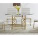 Everly Quinn Pedestal Dining Table Glass/Metal in Yellow/Brown | 30 H x 54 W x 54 D in | Wayfair EYQN4656 42263242