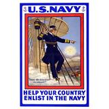 Buyenlarge 'U.S. Navy-Help Your Country-Enlist in the Navy' by Henry Alexander Ogden Vintage Advertisement in Blue/Brown/Red | Wayfair