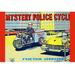 Buyenlarge 'Mystery Police Cycle' Vintage Advertisement in Blue/Red/Yellow | 44 H x 66 W in | Wayfair 0-587-25118-2C4466