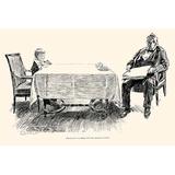 Buyenlarge Breakfast - Oatmeal & the Morning Paper by Charles Dana Gibson - Unframed Graphic Art Print in Black | 44 H x 66 W x 1.5 D in | Wayfair