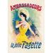 Buyenlarge 'Ambassadeurs: La Jolie Fagette' by Jules Cheret Vintage Advertisement in Blue/Yellow | 42 H x 28 W x 1.5 D in | Wayfair